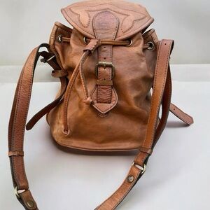 Patricia Nash Brown Leather Backpack with Rustic Patina multifunctional
